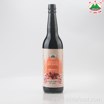 Botella de vidrio de 625 ml Salsa de soja oscura superior